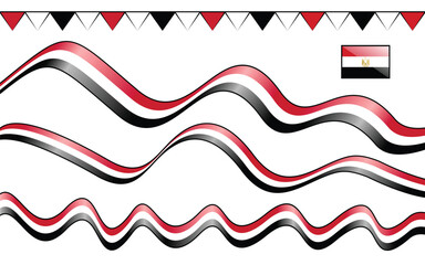 A decorative design featuring waves and a flag, embodying the colors of Egypt.