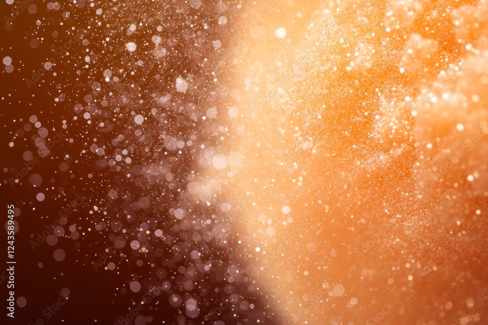 Aufkleber An abstract display features an orange light burst enriched with peach hues and golden sparkles against a dark backdrop, creating a magical atmosphere