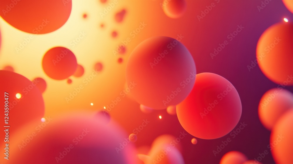 Poster playful and vivid background featuring floating spheres creating an immersive experience
