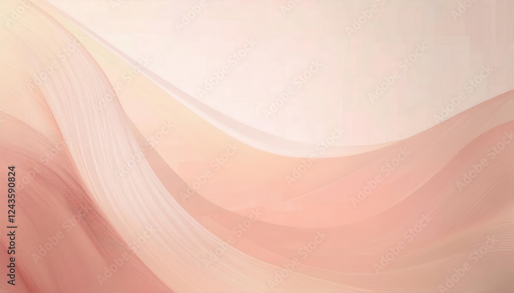 Poster flowing abstract peach gradient waves for minimal background design, soft curves with line texture for decor and presentation