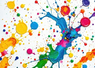Vibrant oil paint splattered across a white surface creating a unique pattern , colorful, oil paint, splatter