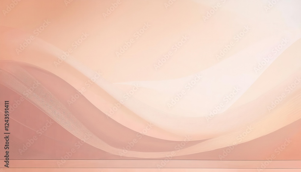 Poster flowing abstract peach gradient waves for minimal background design, soft curves with line texture f