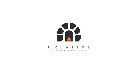 hot brick logo that can be used for pizza company inspiration