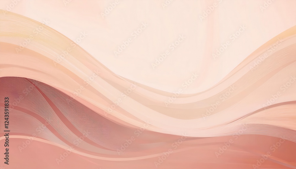 Aufkleber flowing abstract peach gradient waves for minimal background design, soft curves with line texture for decor and presentation