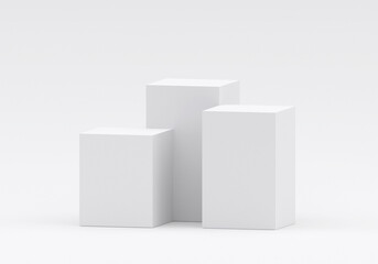 White square product display podium in studio room, for display presentation