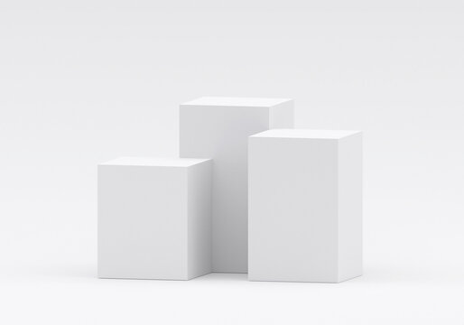 White square product display podium in studio room, for display presentation