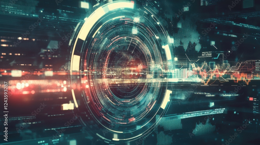 Leinwandbilder futuristic abstract digital art showcasing high-tech visuals and vibrant patterns in a dynamic envir