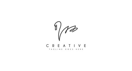 Swan, Goose line art logo design vector illustration.