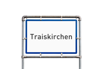 Ortseinfahrt, Schild, Stadtgemeinde Traiskirchen, Österreich