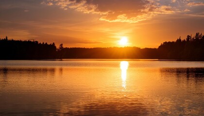 Naklejka premium sunset over lake