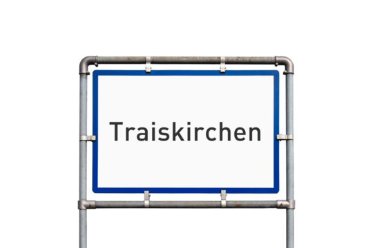 Ortseinfahrt, Schild, Stadtgemeinde Traiskirchen, Österreich