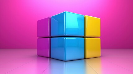 Geometric blocks arranged in a 3D form that represents the successful completion of a goal, career growth, or business achievement in a visually appealing and modern style.