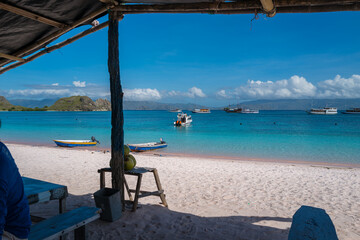 tropical beach with chairs