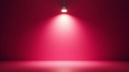 Color fuchsia backdrop with an aesthetically positioned spotlight lamp at the top, casting soft, evenly distributed light across the scene