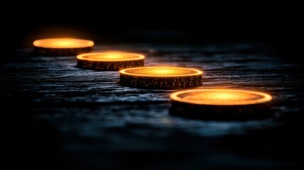 A staircase with the next step glowing, representing the idea of success, growth, and the importance of taking small steps to achieve greater milestones and personal success.