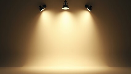 Color cream backdrop with an aesthetically positioned spotlight lamp at the top, casting soft, evenly distributed light across the scene