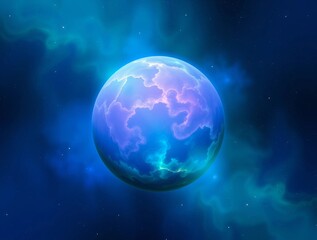 Naklejka premium Artistic illustration. A fantastic planet in space