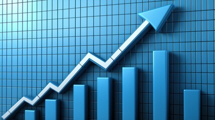 A rising arrow on a graph, indicating progress, success, and the concept of going up toward achieving goals and accomplishing milestones in business or life.