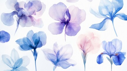 Delicate Watercolor Floral Art: A Stunning Display of Soft Hues and Translucent Petals