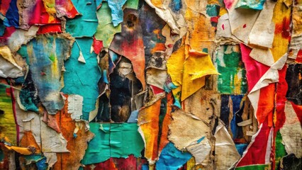 Abstract Layered Texture of Torn and Weathered Posters with Vivid Colors