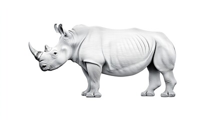 Obraz premium A detailed 3D rendering of a rhinoceros showcasing its anatomy against a plain background