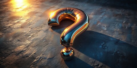 Reflective Metal Balloon Question Mark, Dark Background, Aerial Photography, Shadow Play
