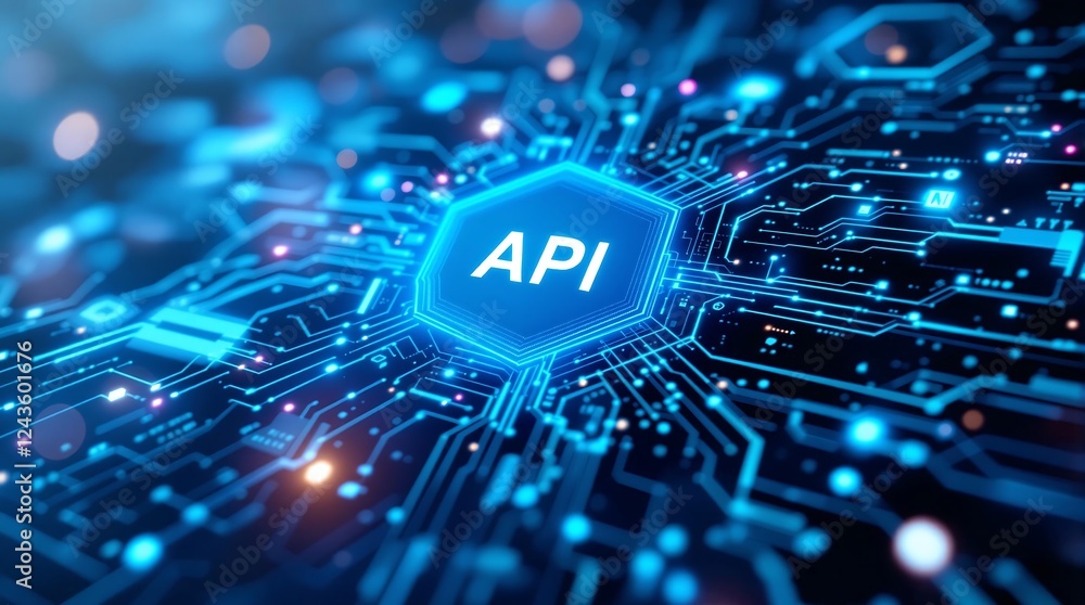 Aufkleber api technology concept image showing circuit board design