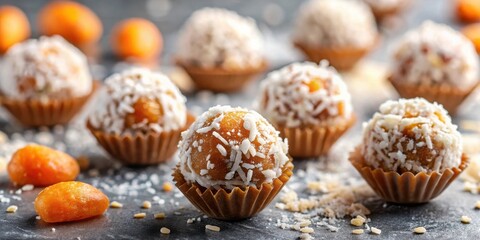 Delicious Sweet Treats Apricot and Coconut Delights in Paper Cups
