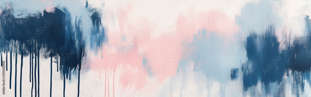 Poster soft pencil strokes blend with organic paint to create a serene abstract artwork filled with flowing