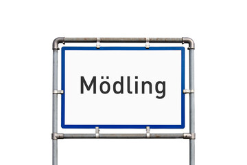 Ortseinfahrt, Schild, Stadt Mödling, Österreich, (Symbolbild)