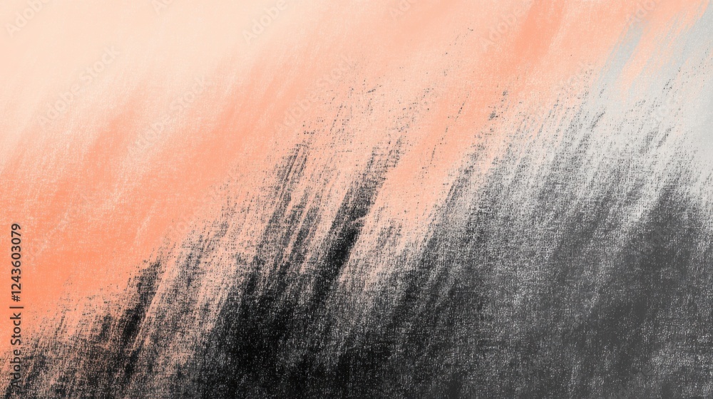Poster soft pencil strokes create a gradient artwork transitioning from warm peach to deep black shades