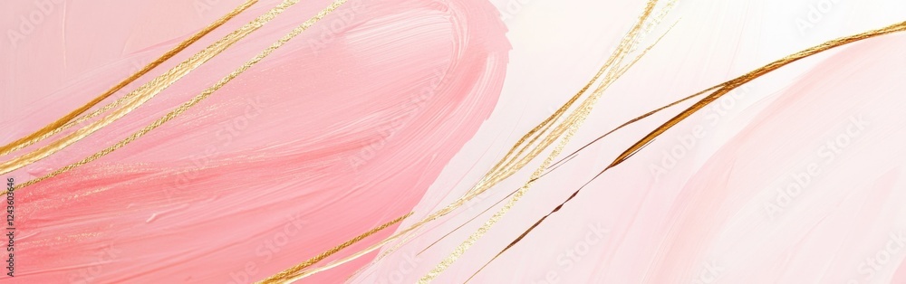 Aufkleber soft pastel pink background with elegant strokes and subtle golden accents creating a serene and art