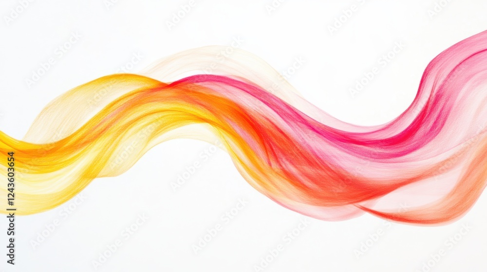 Poster soft coral and gradient strokes create a flowing abstract design transitioning between shades of pin
