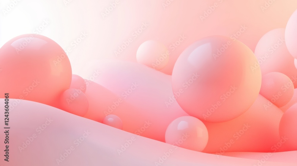 Aufkleber soft gradient composition in pastel coral creates a calming and serene atmosphere with rounded forms
