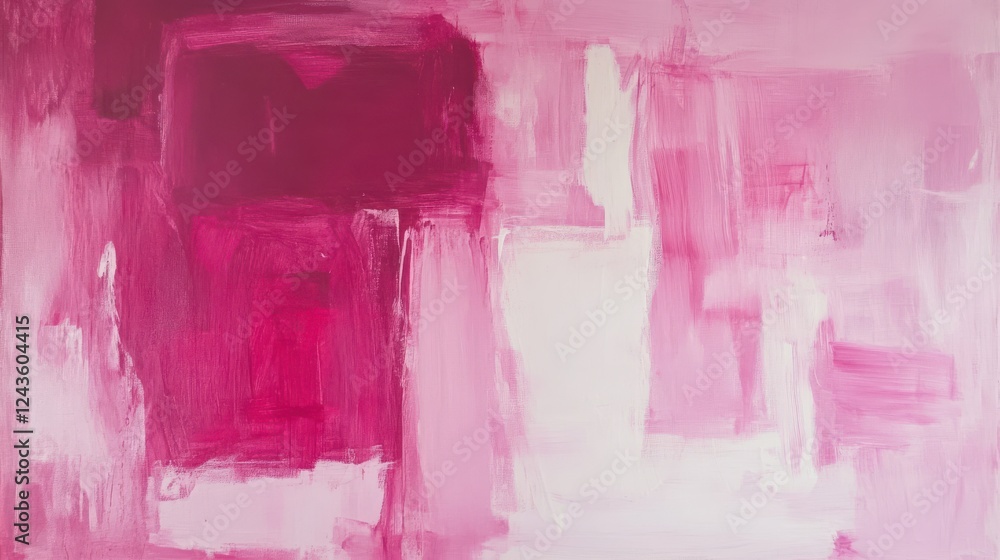 Poster Soft pink abstract composition with gentle brush strokes creating a tranquil atmosphere and flow of energy