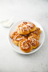 Homemade buns with lemon glaze