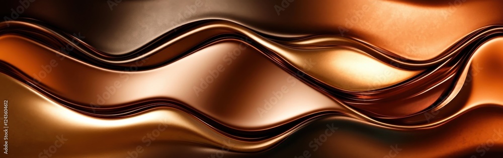 Poster Fluid bronze gold patterns create an elegant interplay of light and shadow in a captivating abstract display