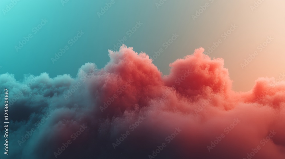 Aufkleber a serene blend of soft coral and mint hues evokes spring renewal, featuring faint floral patterns on