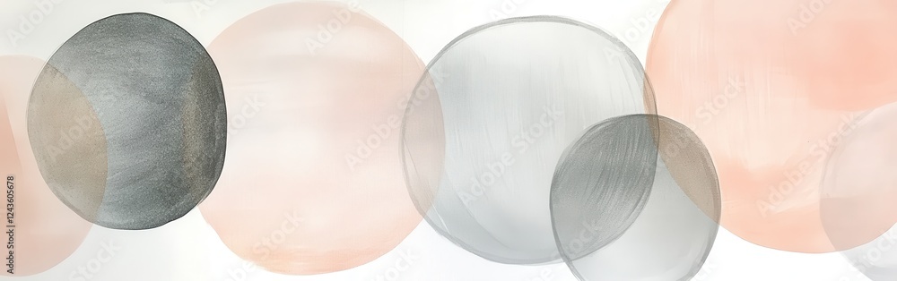 Aufkleber Soft overlapping circles create a calming visual effect with subtle pencil strokes in muted tones