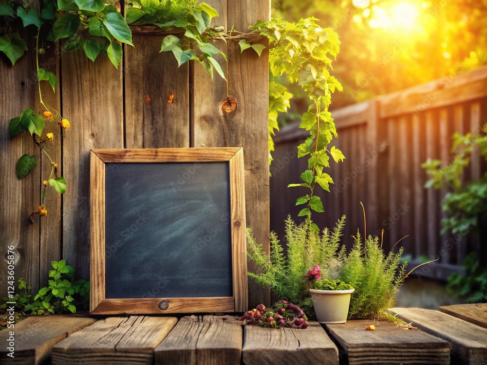 Poster rustic blackboard background: blank chalkboard in vintage setting with copy space for text and messa