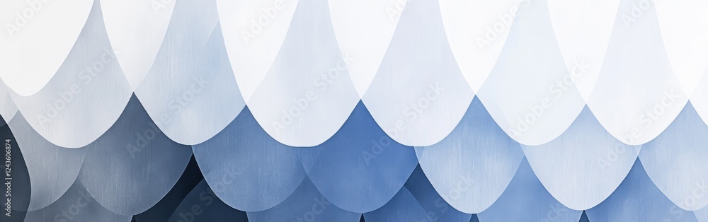 Poster Elegant minimalist pencil strokes create a smooth gradient of blue and white in a serene composition