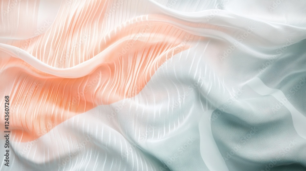 Poster minimalist pencil strokes create elegant flow of soft pastel fabric in delicate composition