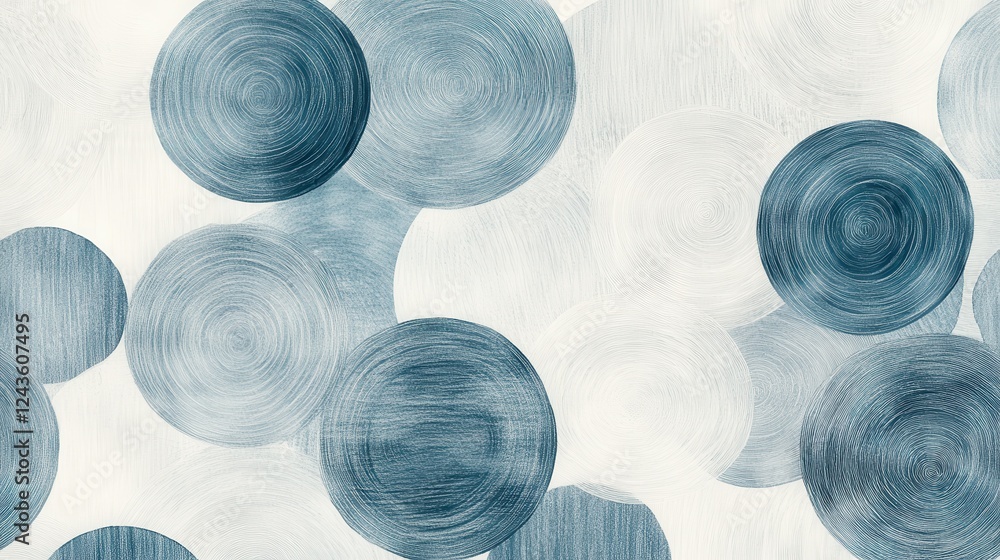 Aufkleber minimalist pencil strokes backdrop featuring circular patterns in soft blue and white tones for a mo