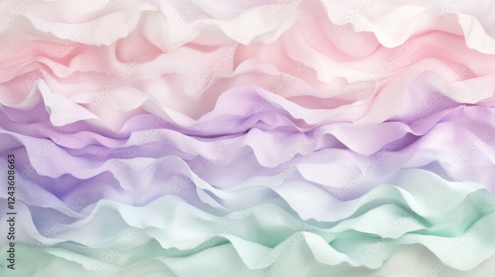 Poster soft pastel waves create a calming visual of baby pink and lavender tones flowing gracefully togethe