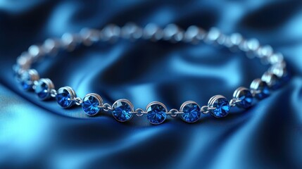 Blue Sapphire Bracelet on Silk, Jewelry Ad