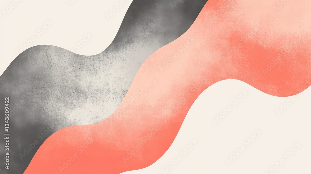 Poster elegant gradient design with curved pencil strokes showcasing a blend of coral and gray hues