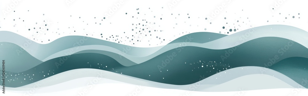 Poster Elegant gradient of muted teal pencil strokes creating a serene wave pattern over a soft background