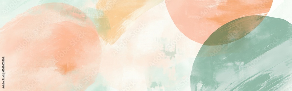 Aufkleber elegant pastel peach and mint shapes blend harmoniously in a modern abstract composition showcasing 
