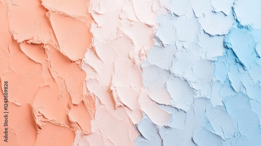 Aufkleber soft pastel peach and blue textured wall with elegant color transitions showcasing artistic blending