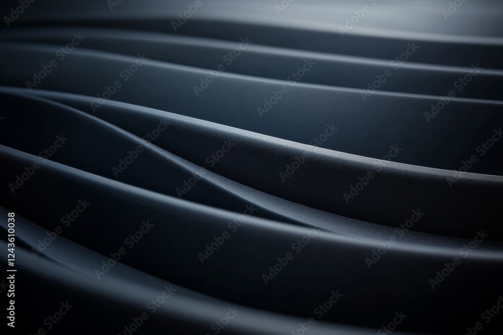 Poster The composition features a smooth, abstract black wave pattern with graceful curves on a dark backdrop, ideal for creative design projects needing texture and space